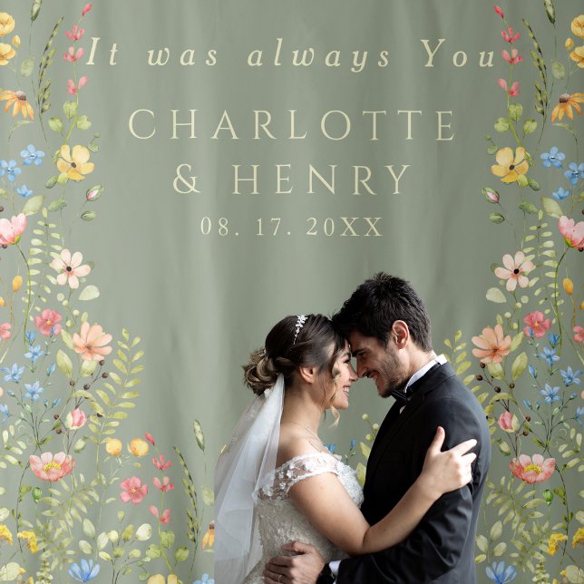 It Was always You Floral Wedding Backdrop Tapestry (Creator Uploaded)