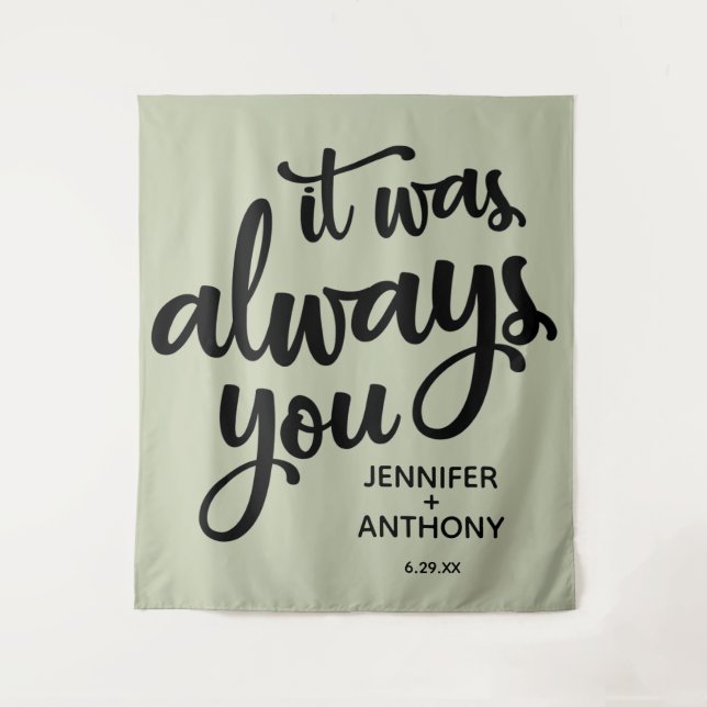 It was Always You Personalised Wedding Backdrop Tapestry (Front)