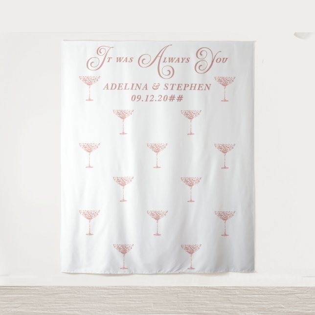 It Was Always You Script Quote Wedding Backdrop Tapestry (Front)