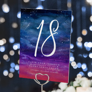 It was written in the stars blue dusk art wedding table number