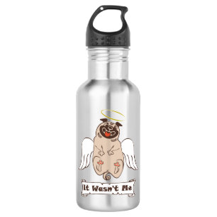 It Wasn't Me angel pug funny quote    532 Ml Water Bottle