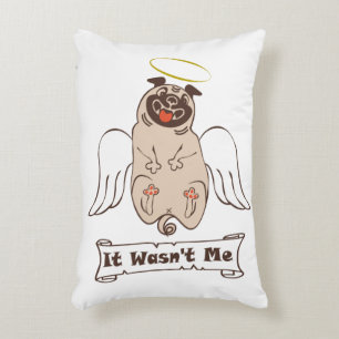 It Wasn't Me angel pug funny quote Decorative Cushion