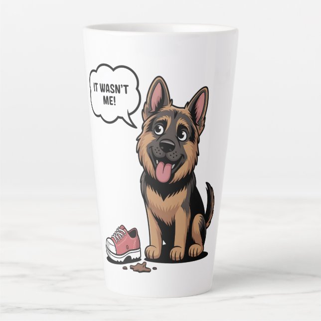 It Wasn't Me Funny German Shepherd Puppy Destroyed Latte Mug (Front)