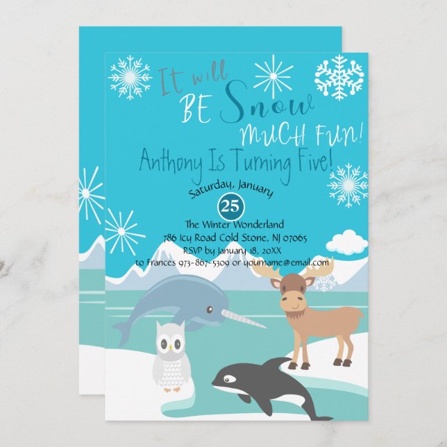 It Will Be Snow Much Fun Birthday Invitation (Front/Back)