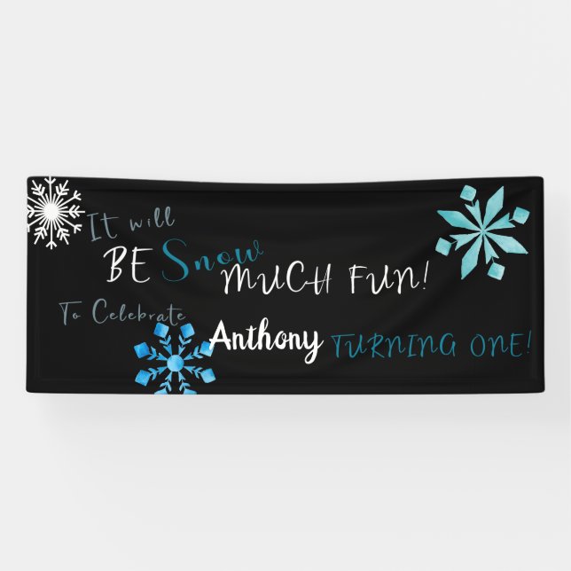 It Will Be Snow Much Fun Turning ONE! Birthday Banner (Horizontal)