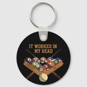 It Worked In My Head Billiards Gift 8-Ball Pool Key Ring