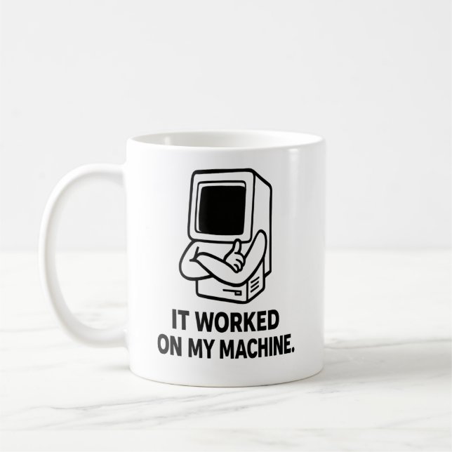 It Worked on My Machine – Retro Dev Humour Coffee Mug (Left)
