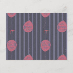 IT - You'll Float Too Balloon Striped Pattern Postcard