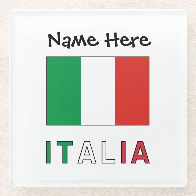 Italia Bandeira Italiana Personalised  Glass Coaster (Front)
