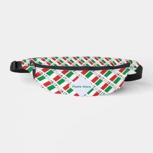 Italia Bandeira Italiana Tiled Green Personalised Bum Bags