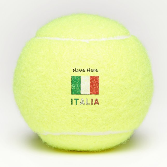 Italia Bandiera Italiana Black Personalisation  Tennis Balls (Front)