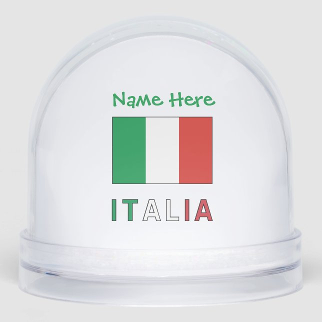 Italia Bandiera Italiana Green Personalised  Snowglobe (Front)