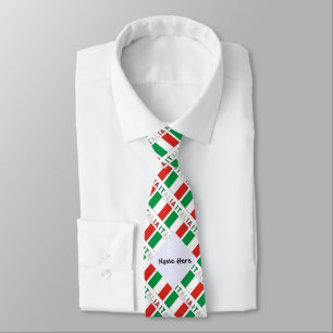 Italia Bandiera Italiana Tiled Black Personalise Tie