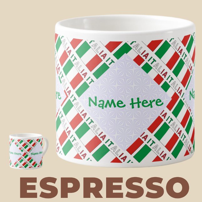 Italia Bandiera Italiana Tiled Green Personalised Espresso Cup (Creator Uploaded)