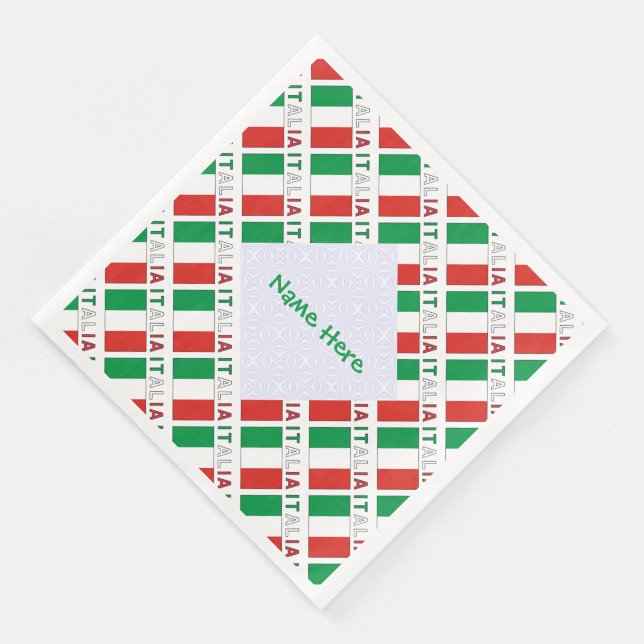 Italia Bandiera Italiana Tiled Green Personalised Napkin (Corner)