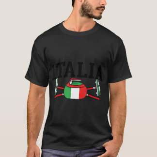 Italia Curling Broom ice Sports Italian Flag Italy T-Shirt