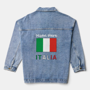 Italia e Bandiera Italiana Black Personalisation Denim Jacket