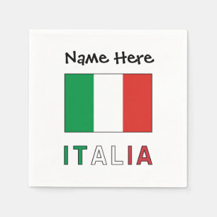 Italia e Bandiera Italiana con il Tuo Nome Napkin