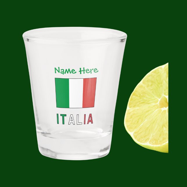 Italia e Bandiera Italiana con il Tuo Nome Shot Glass (Creator Uploaded)