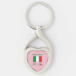 Italia e Bandiera Italiana Green Personalisation Key Ring