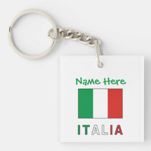 Italia e Bandiera Italiana Green Personalisation Key Ring