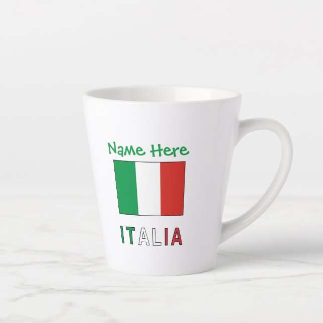 Italia e Bandiera Italiana Green Personalisation  Latte Mug (Right)