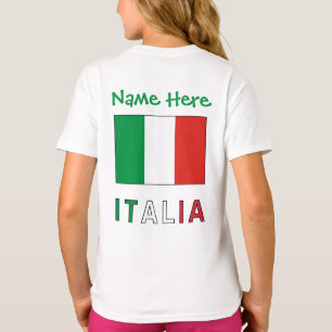 Italia e Bandiera Italiana Green Personalisation T-Shirt