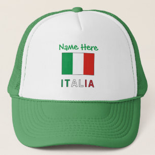 Italia e Bandiera Italiana Green Personalisation  Trucker Hat