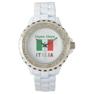 Italia e Bandiera Italiana Green Personalisation  Watch