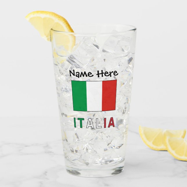 Italia e Bandiera Italiana Personalised  Glass (Front Ice)