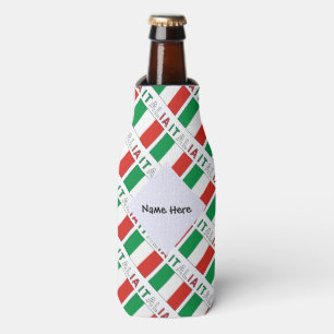 Italia e Bandiera Italiana Tiled with Your Name Bottle Cooler