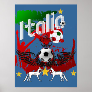 Italia fans calcio Azzurri Italy fla sports fan Poster