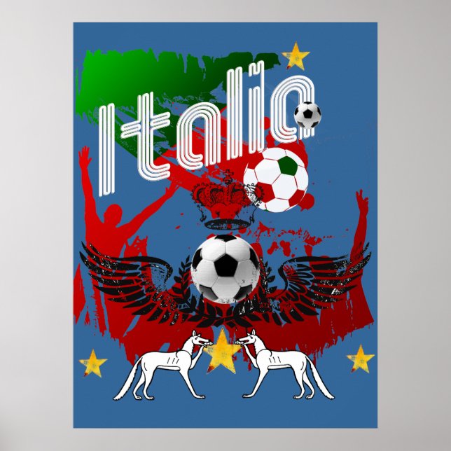Italia fans calcio Azzurri Italy fla sports fan Poster (Front)