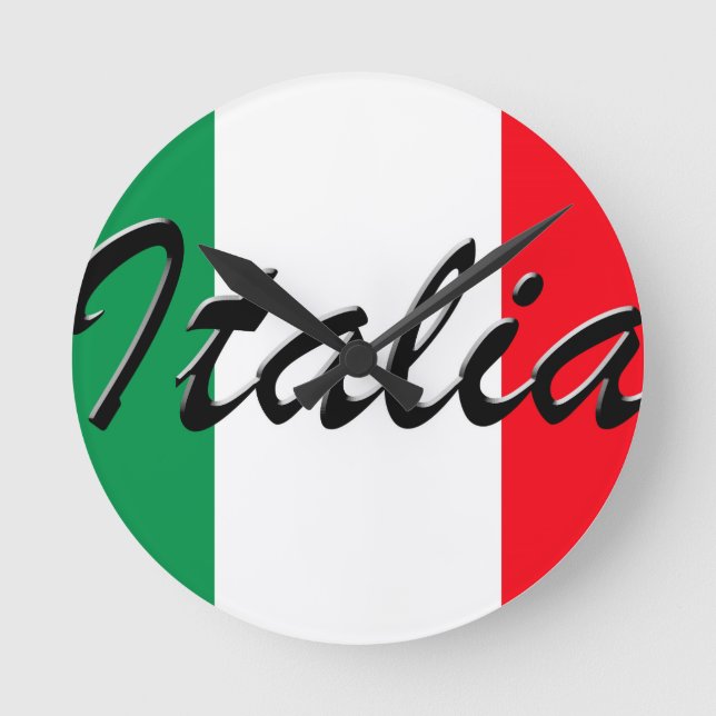 Italia Flag - High Quality Round Clock (Front)