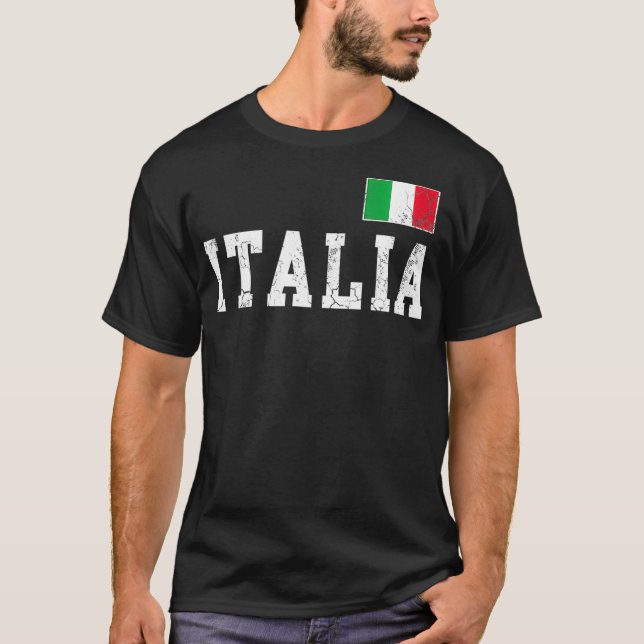 Italia Flag Italian Italy Distressed Fade Men Wome T-Shirt (Front)