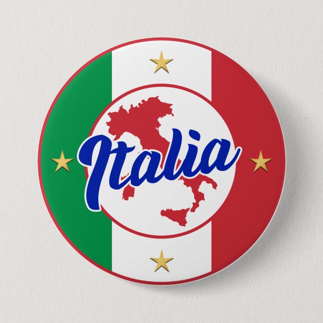 Italia Flag & Map 7.5 Cm Round Badge (Front)