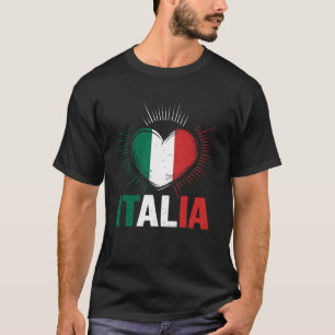 Italia Heart Italian Flag Love Green White Red Pat T-Shirt