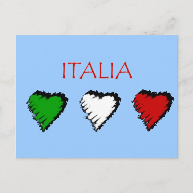 Italia hearts flag of Italy Italian love Postcard (Front)