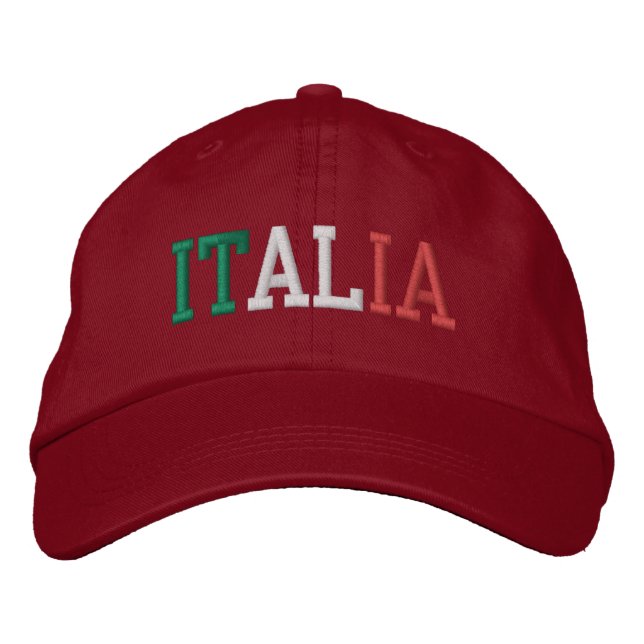 ITALIA Italy Flag Colours Green White and Red Embroidered Hat (Front)