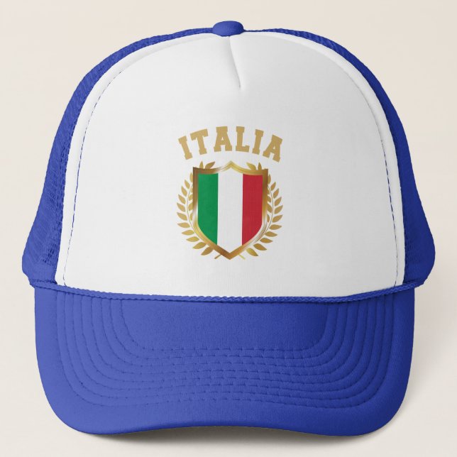 Italia/Italy Flag Shield Trucker Hat (Front)