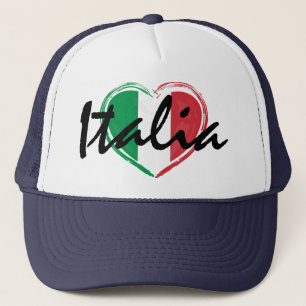 Italia Italy Italian Love Heart Flag Trucker Hat