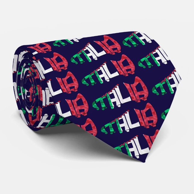 Italia Italy Soccer Calligram Tie (Rolled)
