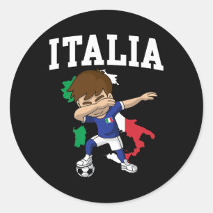 Italia Soccer Boy Italian Italy Flag Map Sports Te Classic Round Sticker