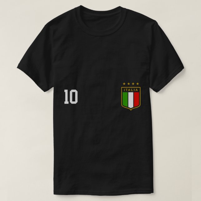 Italia Team Sports Number 10 Italy Soccer Italian  T-Shirt (Design Front)