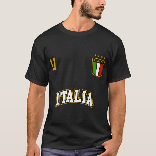 Italia Team Sports Number 11 Soccer Italian Flag T-Shirt (Front)