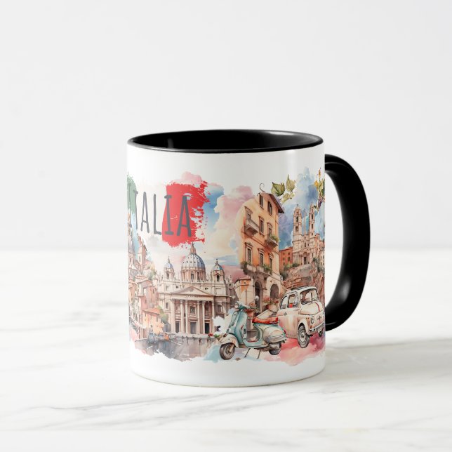 Italia Travel Mug Italian Lifestyle Gift Rome Art (Front Right)