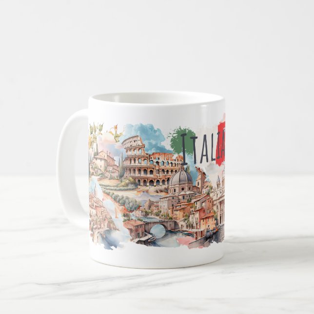 Italia Travel Mug Italian Lifestyle Gift Rome Art (Front Left)