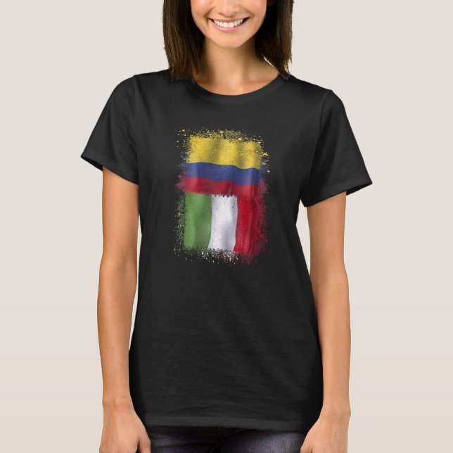 Italia Y Colombia Italian Colombian Love   T-Shirt (Front)