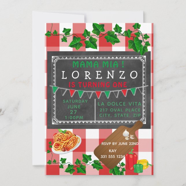Italian 1st birthday Invitation (Front)