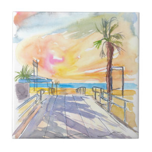 Italian Adria Beach Scene Ceramic Tile